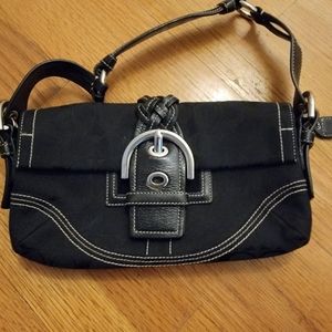 Coach black signature fabric with black lather trim